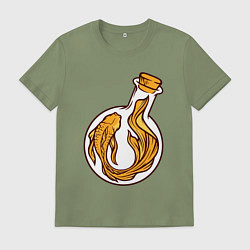 Футболка хлопковая мужская Золотая рыбка в колбе, цвет: авокадо