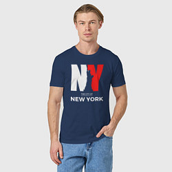 Футболка хлопковая мужская The city of New York, цвет: тёмно-синий — фото 2