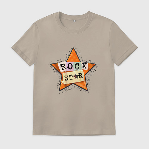 Мужская футболка Оранжевая рок звезда / Миндальный – фото 1