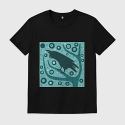 Футболка хлопковая мужская Ворон на дереве, цвет: черный