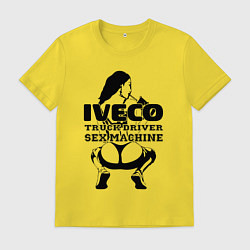 Футболка хлопковая мужская Iveco дальнобойщик сексмашина, цвет: желтый
