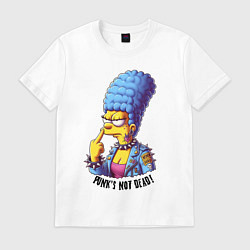 Футболка хлопковая мужская Marge Simpson - punks not dead motto, цвет: белый