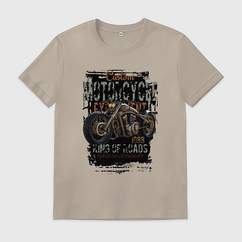 Мужская футболка Мотоцикл кастом 1988 / Миндальный – фото 1