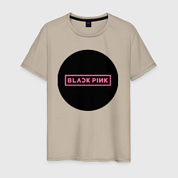 Футболка хлопковая мужская Blackpink logotype - group of South Korea, цвет: миндальный