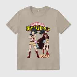 Футболка хлопковая мужская Моя Геройская академия Момо героиня, цвет: миндальный