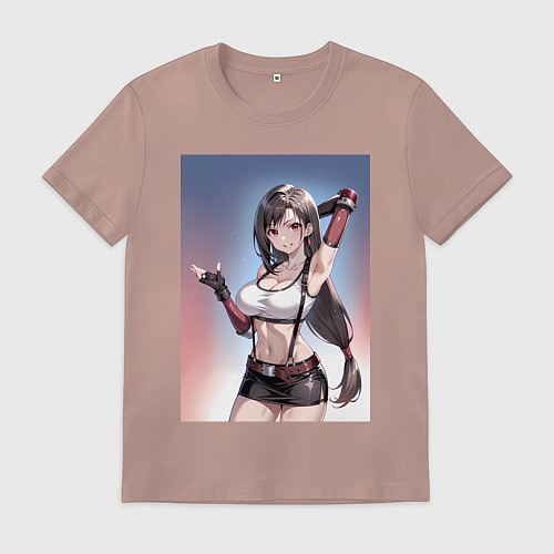 Мужская футболка Тифа Локхарт из Final Fantasy VII / Пыльно-розовый – фото 1