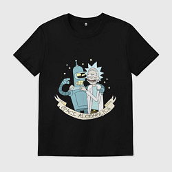 Футболка хлопковая мужская Bander and Rick - space alcoholics, цвет: черный