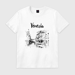 Футболка хлопковая мужская Venezia - Italy, цвет: белый