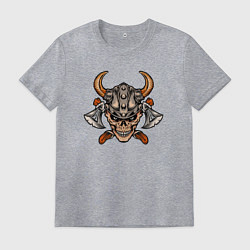 Футболка хлопковая мужская Череп викинга, цвет: меланж