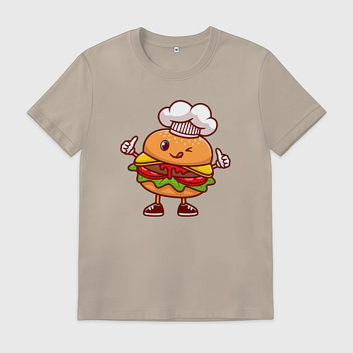 Мужская футболка Повар бургер / Миндальный – фото 1