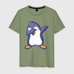 Футболка хлопковая мужская Dab penguin, цвет: авокадо