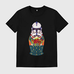 Футболка хлопковая мужская Матрешка в шлеме штурмовика звездные войны, цвет: черный
