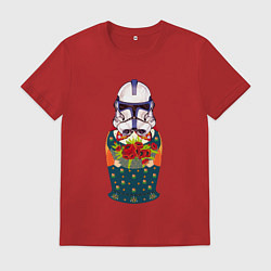 Футболка хлопковая мужская Матрешка в шлеме штурмовика звездные войны, цвет: красный