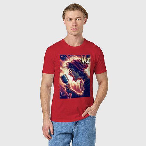 Мужская футболка Mick Jagger is vocalist of the Rolling Stones / Красный – фото 3