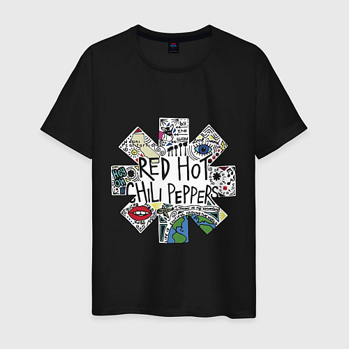 Мужская футболка RHCP - logo with songs / Черный – фото 1
