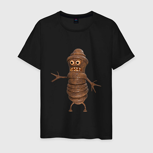 Мужская футболка Сartoon worm character brown / Черный – фото 1
