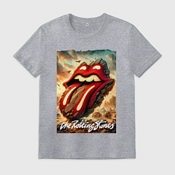 Футболка хлопковая мужская Rolling Stones - logo transformation, цвет: меланж