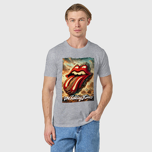 Мужская футболка Rolling Stones - logo transformation / Меланж – фото 3