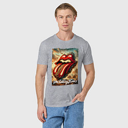 Футболка хлопковая мужская Rolling Stones - logo transformation, цвет: меланж — фото 2