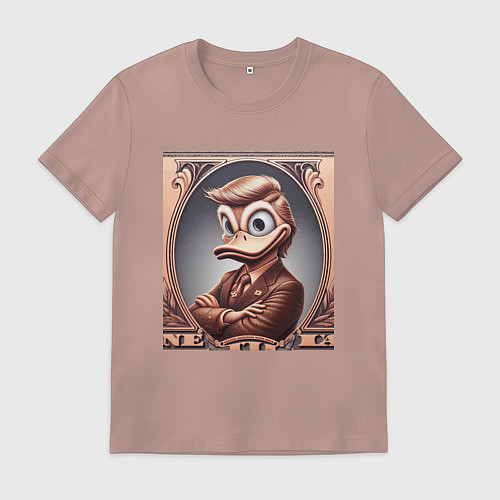 Мужская футболка Дональд Дак-Трамп на денежной купюре / Пыльно-розовый – фото 1