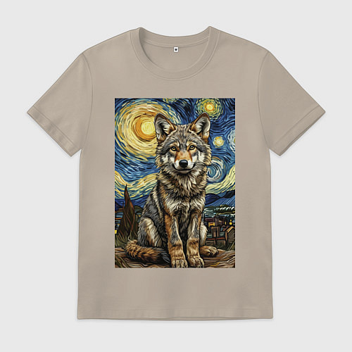 Мужская футболка Волчонок Ван Гог / Миндальный – фото 1