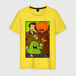 Футболка хлопковая мужская Ghostbuster - Peter Slimer Pumpkinhead, цвет: желтый