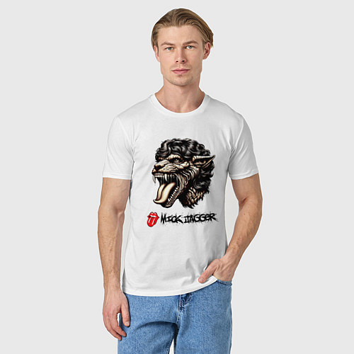 Мужская футболка Mick Jagger - stylization / Белый – фото 3