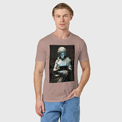 Футболка хлопковая мужская Античная статуя с планшетом, цвет: пыльно-розовый — фото 2