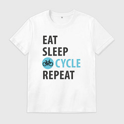 Футболка хлопковая мужская Еда сон велик, цвет: белый