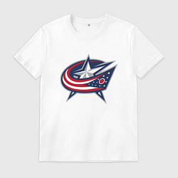 Футболка хлопковая мужская Columbus blue jackets - hockey team - emblem, цвет: белый