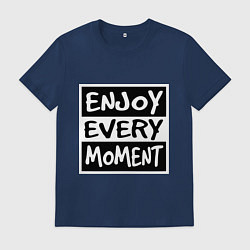 Футболка хлопковая мужская Наслаждаться каждым моментом, цвет: тёмно-синий