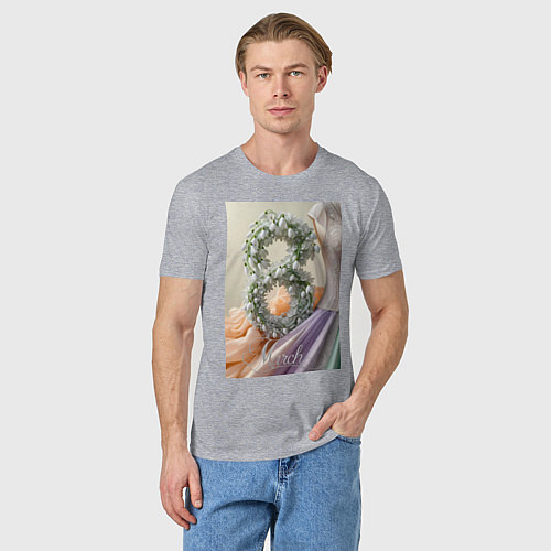 Мужская футболка Ландыши 8 марта / Меланж – фото 3