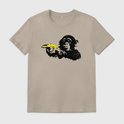 Футболка хлопковая мужская Мартышка с бананом, цвет: миндальный