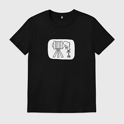 Футболка хлопковая мужская Старый фотоаппарат, цвет: черный