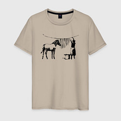 Футболка хлопковая мужская Banksy zebra, цвет: миндальный