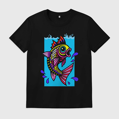 Мужская футболка Рыбка в воде / Черный – фото 1