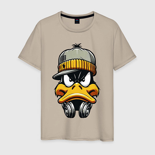 Мужская футболка Duffy Duck in headphones / Миндальный – фото 1
