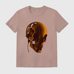 Футболка хлопковая мужская Оранжевый череп в тенях, цвет: пыльно-розовый
