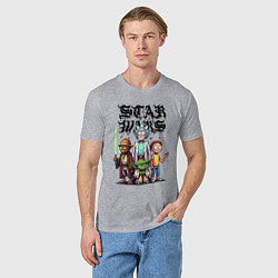 Футболка хлопковая мужская Yoda and Chewbacca are friends of Rick and Morty -, цвет: меланж — фото 2