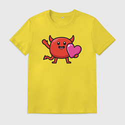 Футболка хлопковая мужская Дьяволёнок с сердцем, цвет: желтый