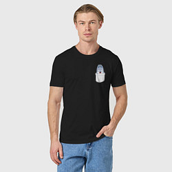 Футболка хлопковая мужская Wolf Chan in pocket, цвет: черный — фото 2