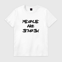 Футболка хлопковая мужская Depeche Mode - people are people font, цвет: белый