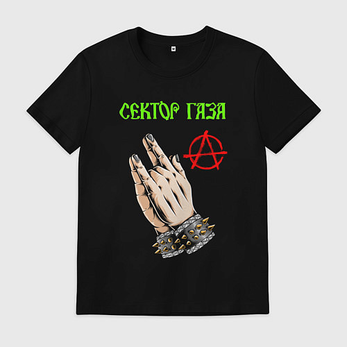 Мужская футболка Сектор газа лого и анархия / Черный – фото 1