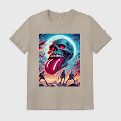 Футболка хлопковая мужская Rolling Stones - skull transformation, цвет: миндальный