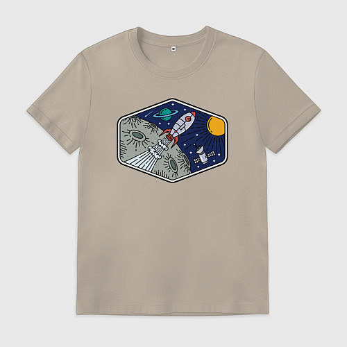 Мужская футболка Moon rocket / Миндальный – фото 1