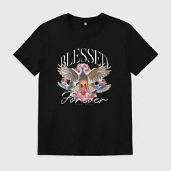Футболка хлопковая мужская Blessed forever and ever, цвет: черный