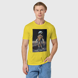 Футболка хлопковая мужская Полупрозрачный инопланетянин, цвет: желтый — фото 2