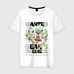 Футболка хлопковая мужская One piece D Luffy wanted, цвет: белый