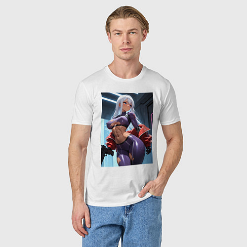 Мужская футболка Девушка-киллер с пистолетом / Белый – фото 3