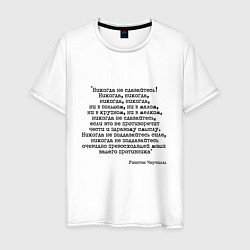 Футболка хлопковая мужская Мотивация: никогда не сдавайтесь, цвет: белый